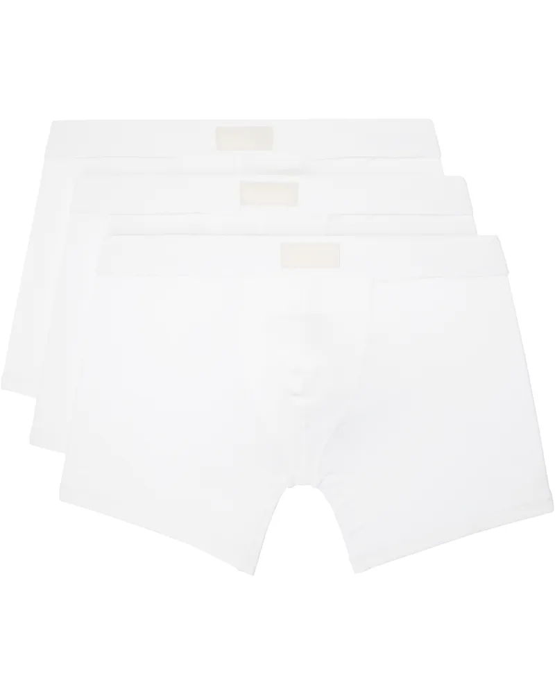 SKIMS Three-Pack White SKIMS Cotton 5 Boxer Briefs Chalk