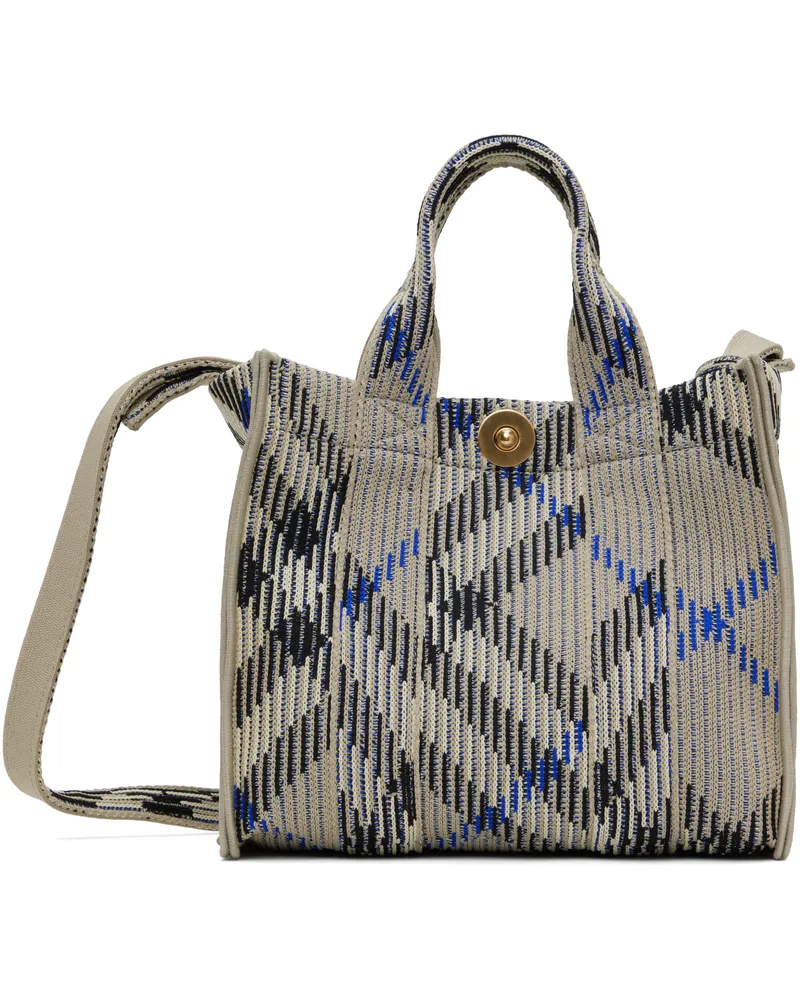 Burberry Beige Mini Check Knitted Tote Lichen