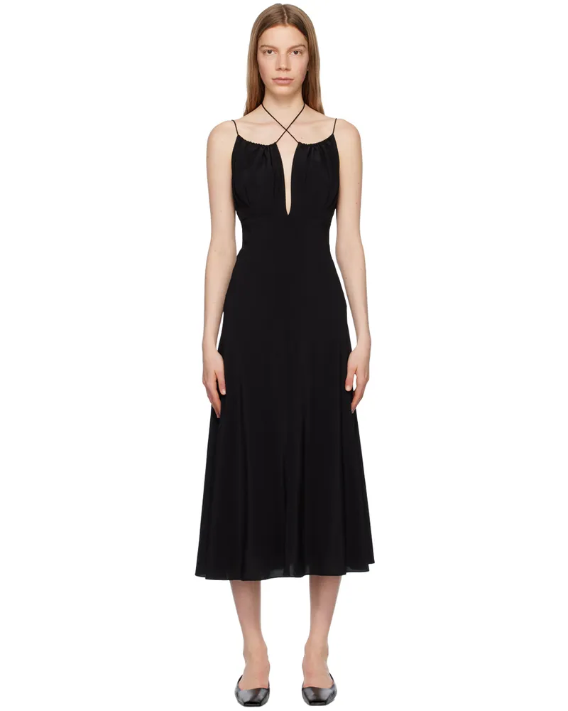 Totême Black Gathered Maxi Dress 200