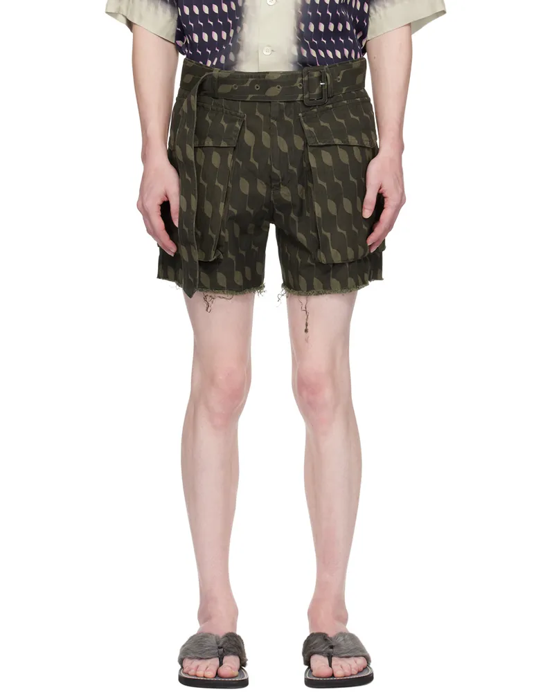 Dries van Noten Khaki Belted Shorts 802