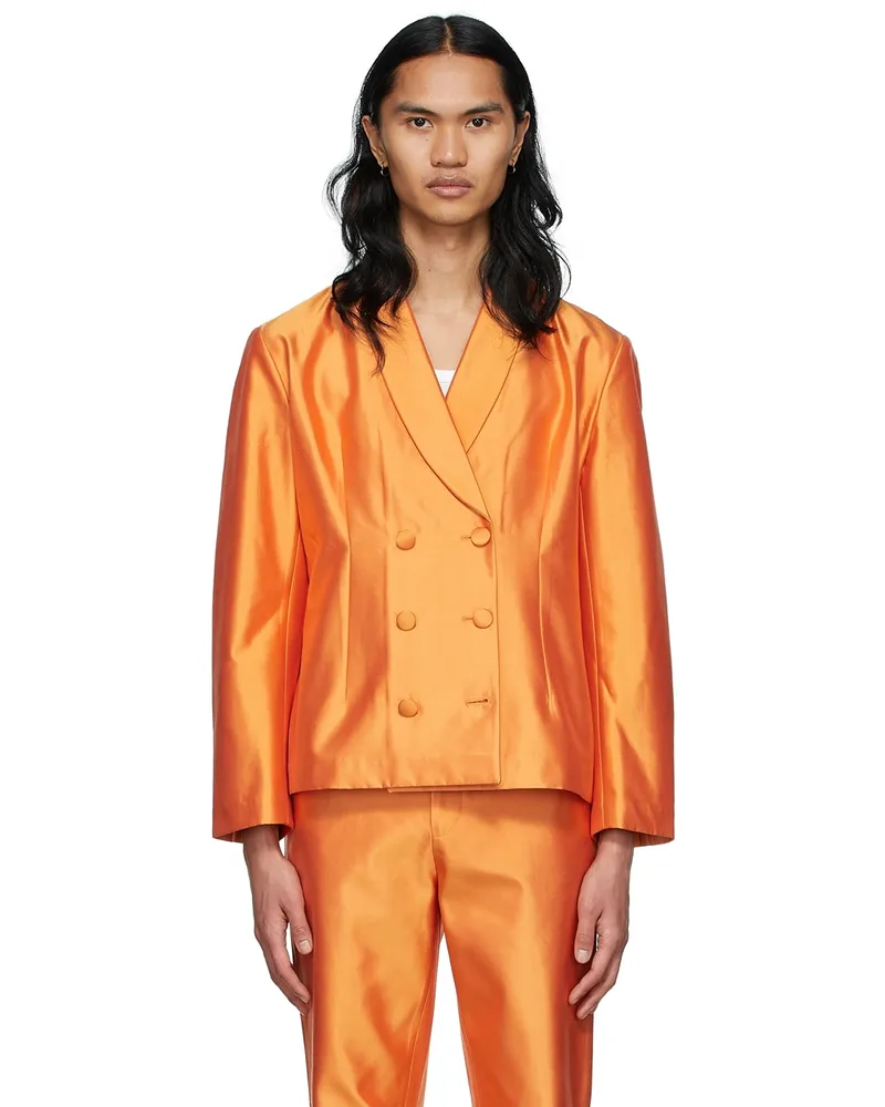 ERL SSENSE Exclusive Orange Silk Blazer Orange