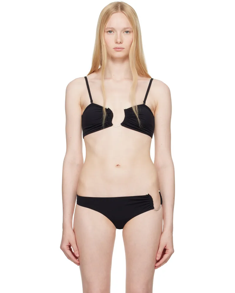 Christopher Esber Black Ruched Crescent Bandeau Bikini Top Black