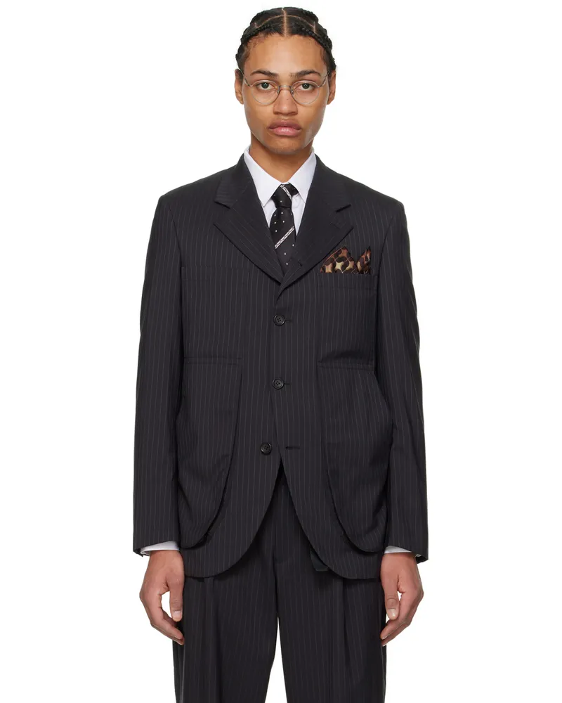 Comme des Garçons Gray Pinstripe Blazer 1