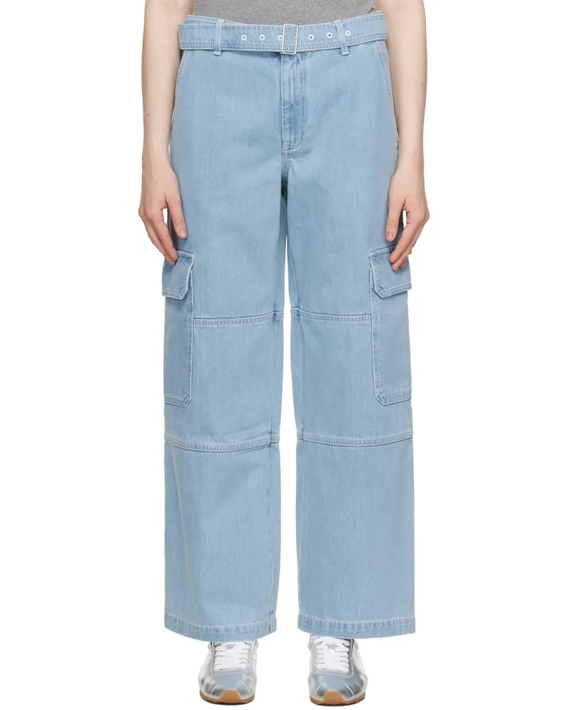 Kitsuné Blue Belted Utility Denim Cargo Pants P404