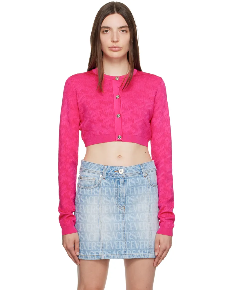 Versace Pink 'La Greca' Cardigan 1po30