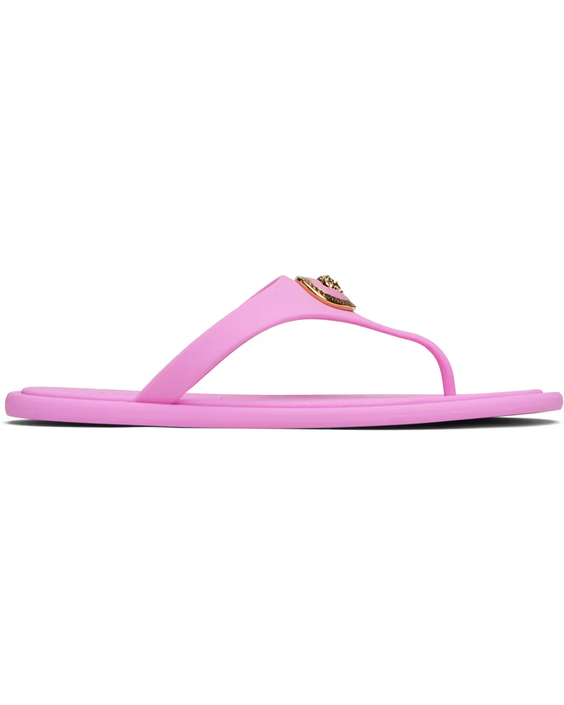 Versace Pink Alia Rubber Flat Sandals 1pv8v-guava-versace