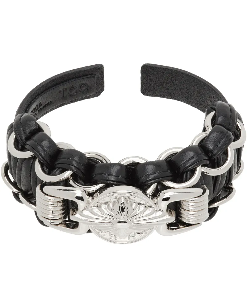 Toga Black Leather Braid Bangle Bracelet 26
