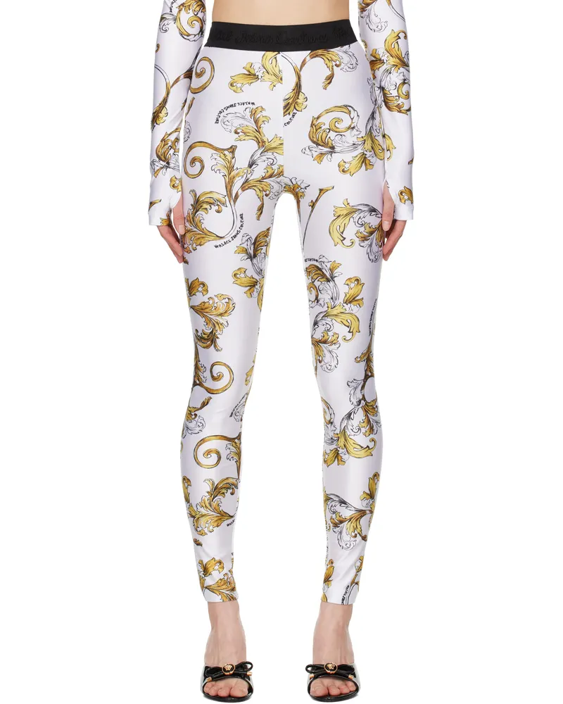 Versace Jeans White Outline Barocco Leggings Eg03