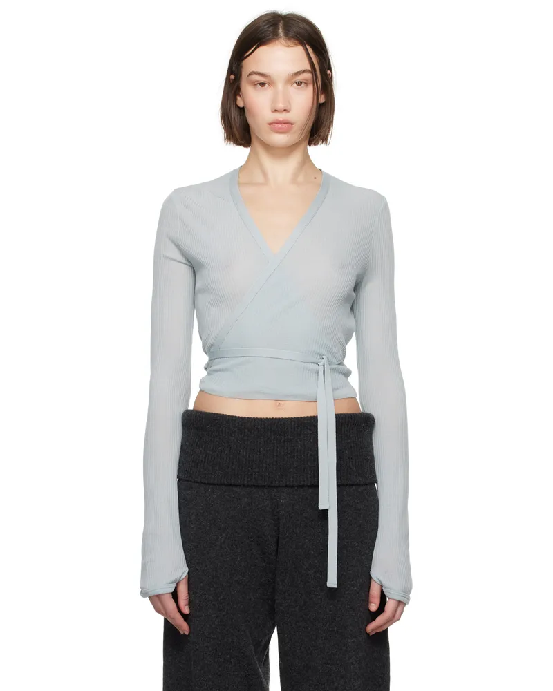 Christophe Lemaire Blue Wrapover Cardigan Bl713