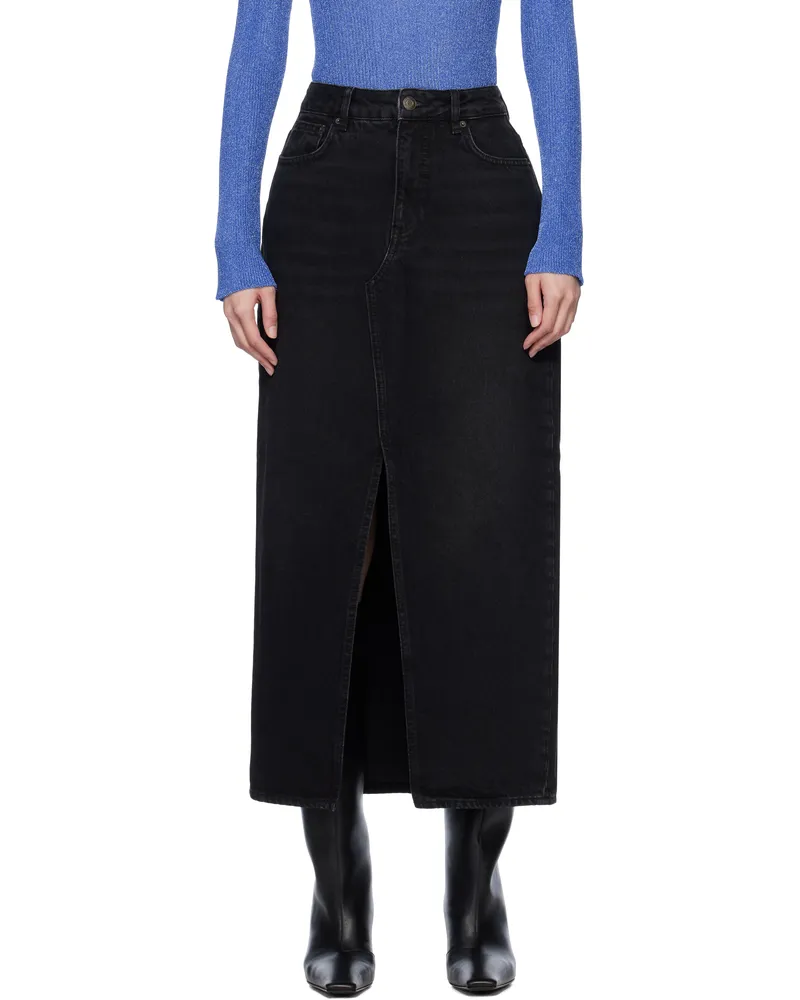 Holzweiler Black Slim Fit Denim Maxi Skirt 1051