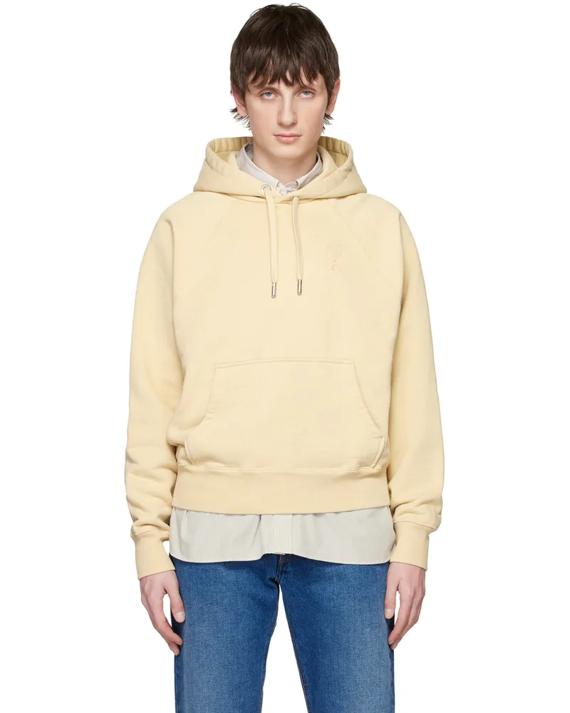 AMI Paris Beige Ami de Cœur Hoodie Vanilla