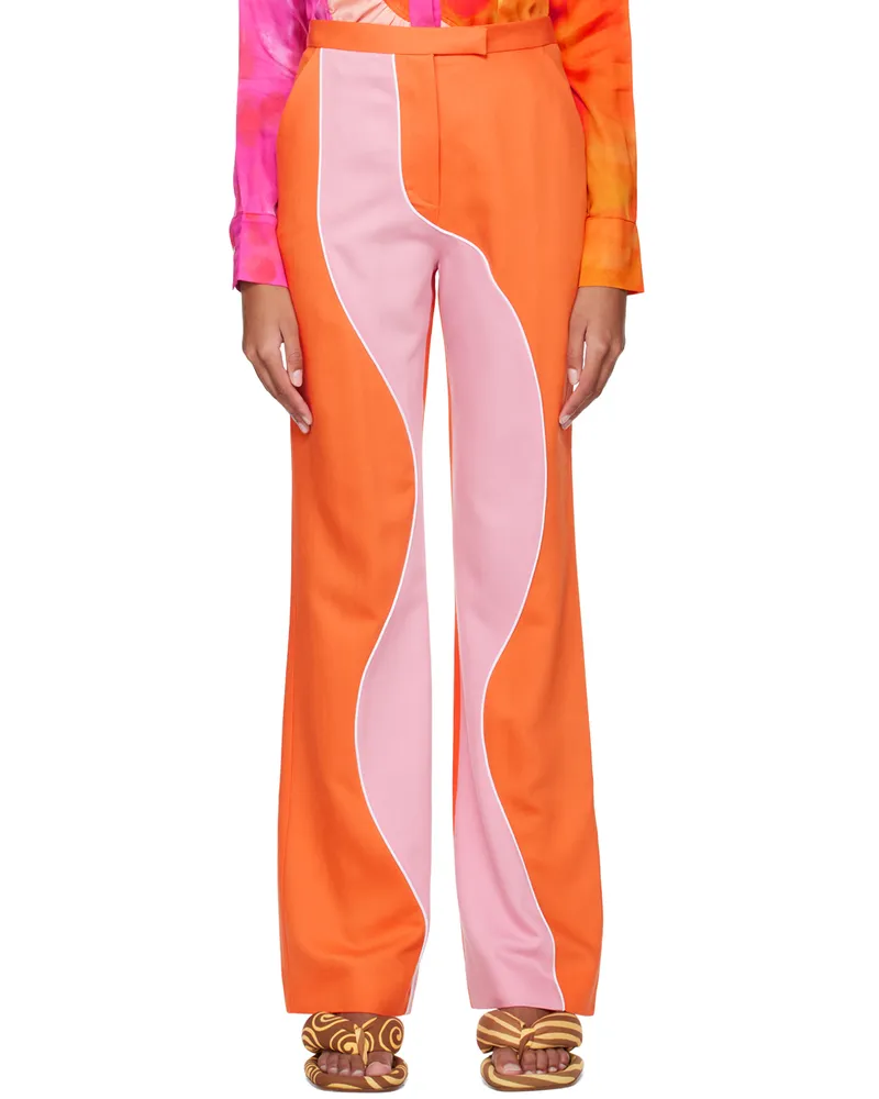 AHLUWALIA Orange & Pink Madhu Trousers Orange