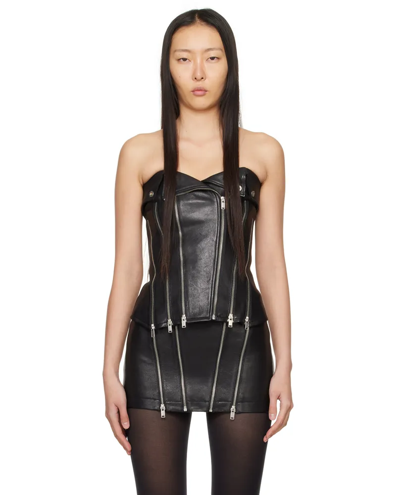 Dion Lee Black Biker Leather Camisole Black