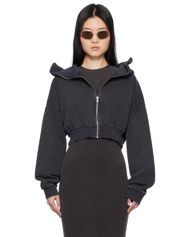 Entire Studios Navy Cropped Full Zip Hoodie Ink