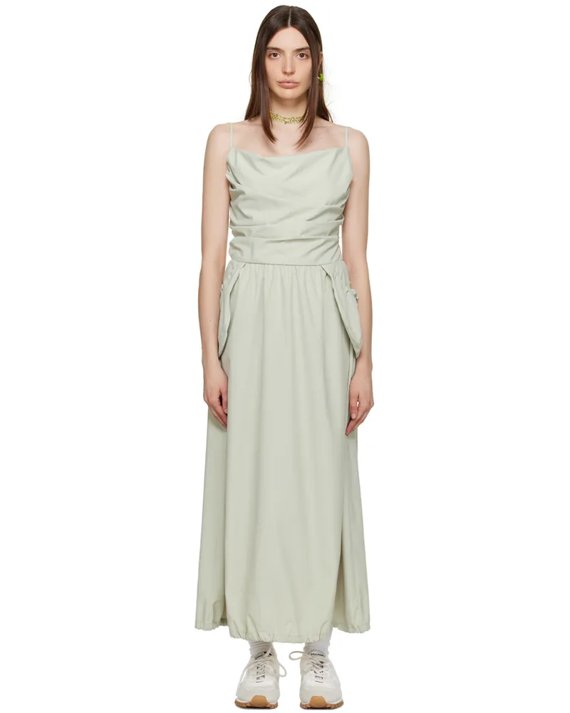 OPEN YY Green Gathered Midi Dress Mint