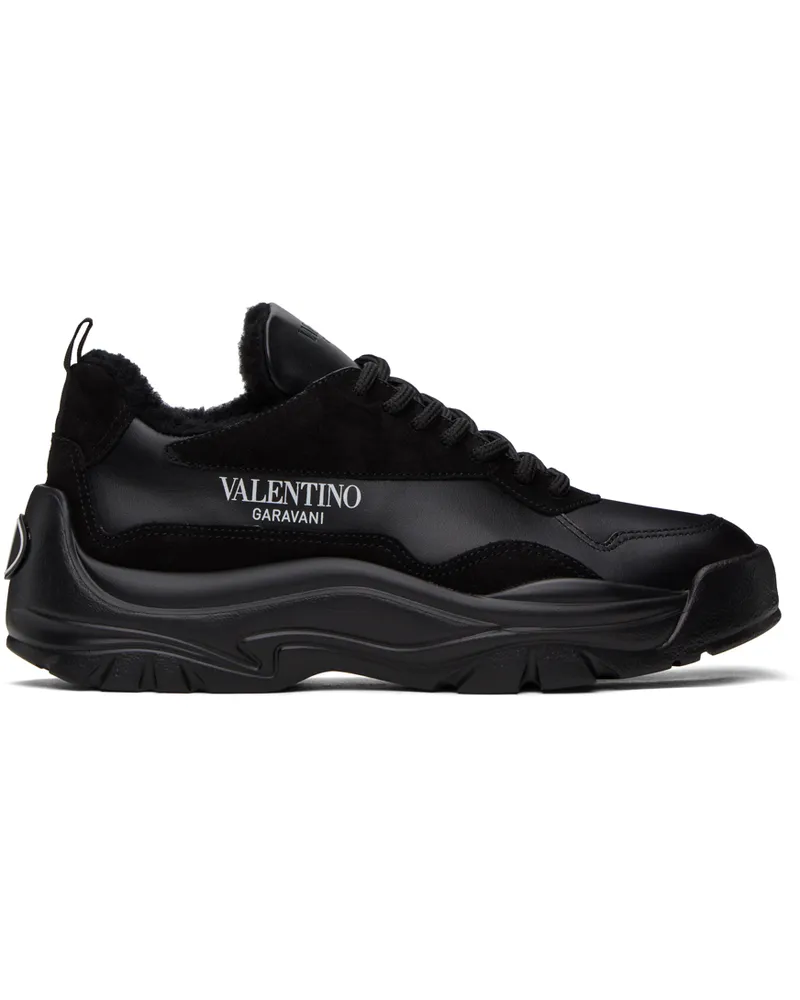 Valentino Garavani Black Gumboy Calfskin Sneakers Nero-bianco