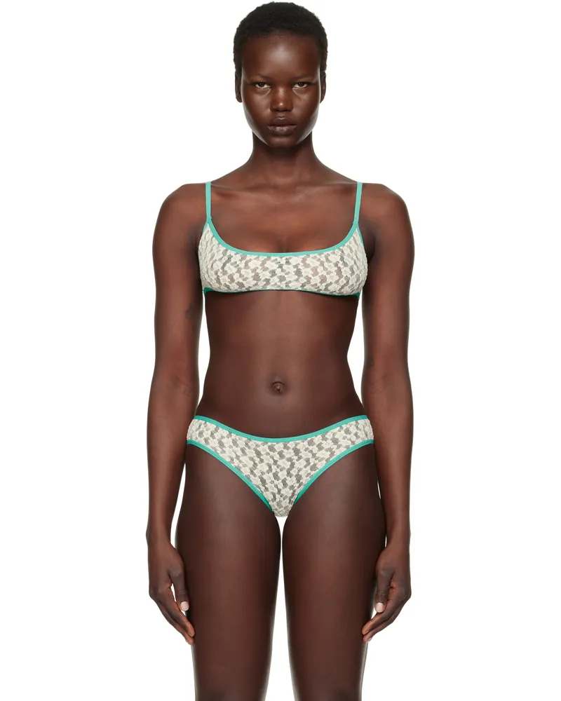 Baserange Off-White & Blue Musial Bra Undyed