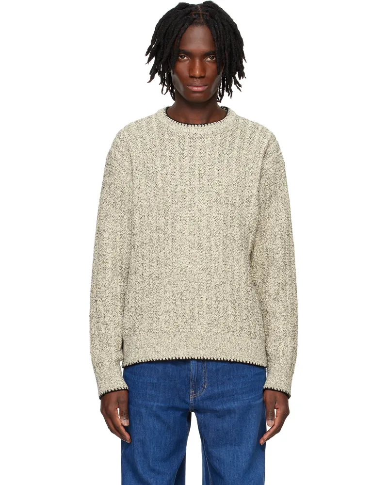 SOLID HOMME Off-White Round Neck Stitch Knit Sweater 510y