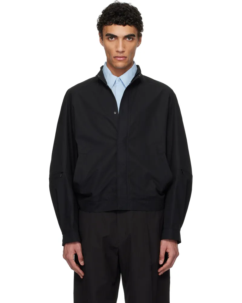 AMOMENTO Black Raglan Cotton Zip Jacket Black