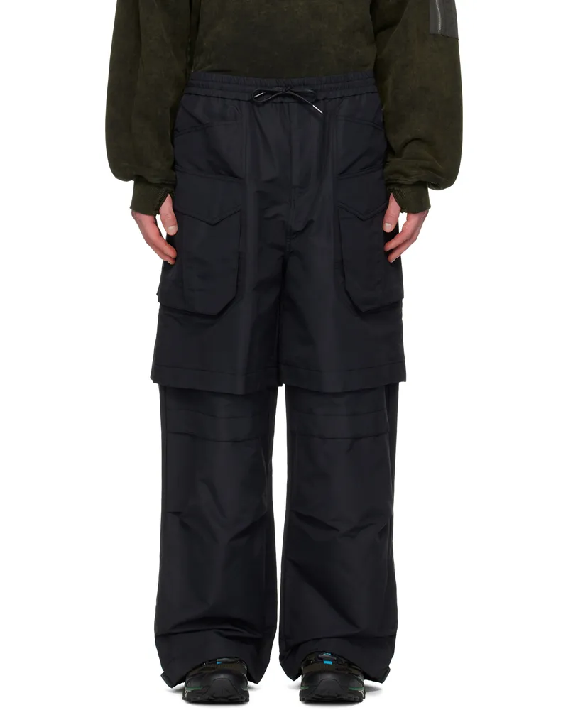 JUUN.J Black Nylon Detachable Zip-Off Cargo Pants Black