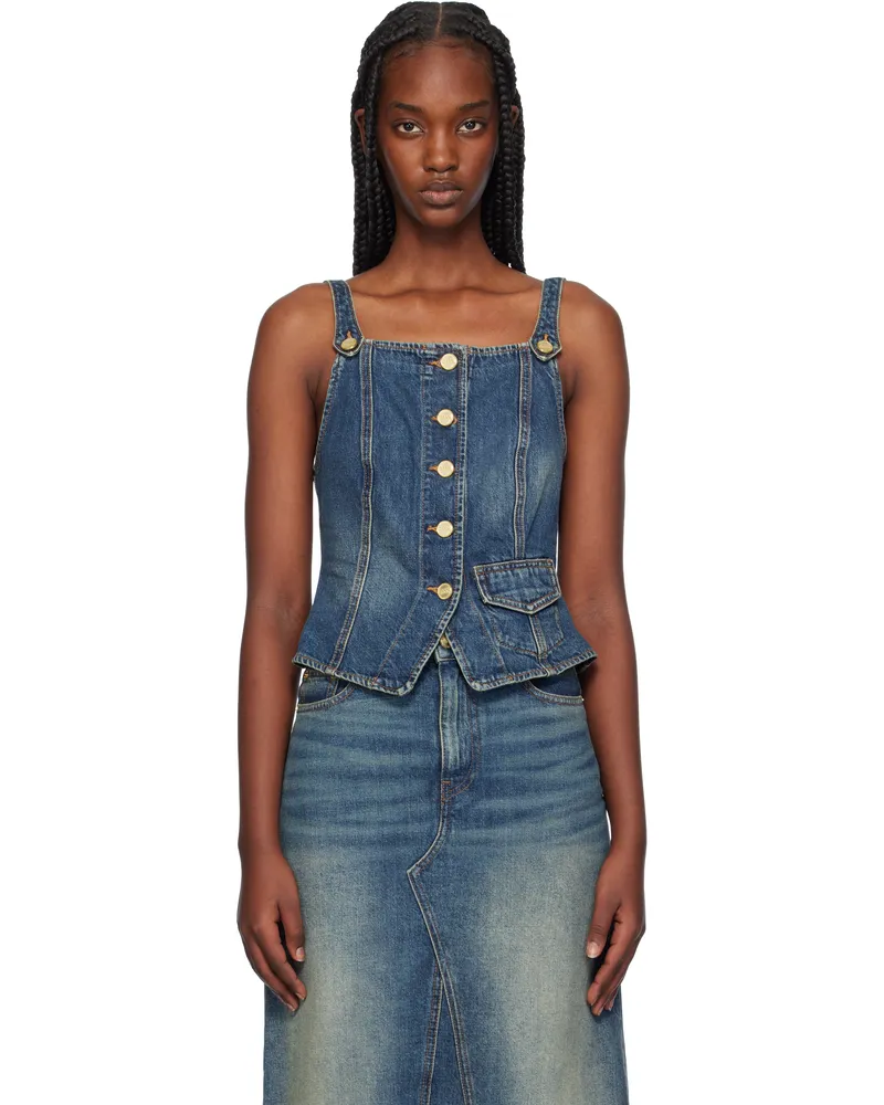 Ganni Blue Heavy Washed Denim Tank Top 567