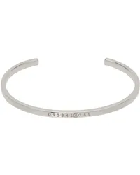 Maison Margiela Silver Numeric Minimal Signature Cuff Bracelet Polished