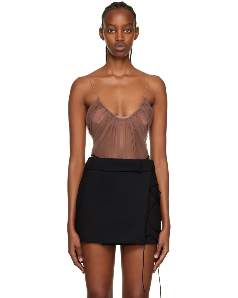 Nensi Dojaka Brown Gathered Bodysuit Mocha