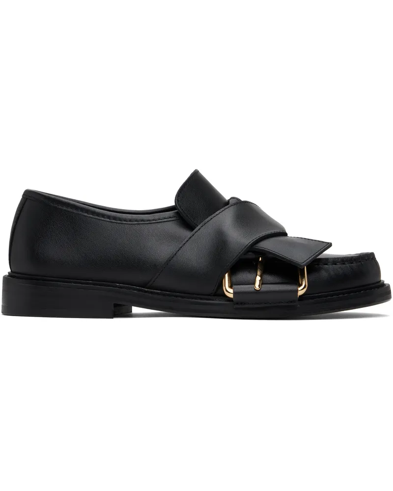 Moschino Black Belted Up Loafers 000