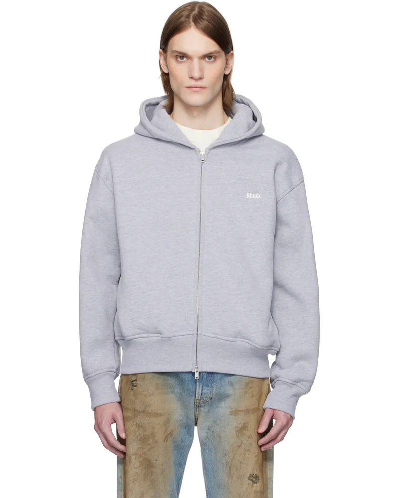 RHUDE Gray Classique Full-Zip Hoodie Heather