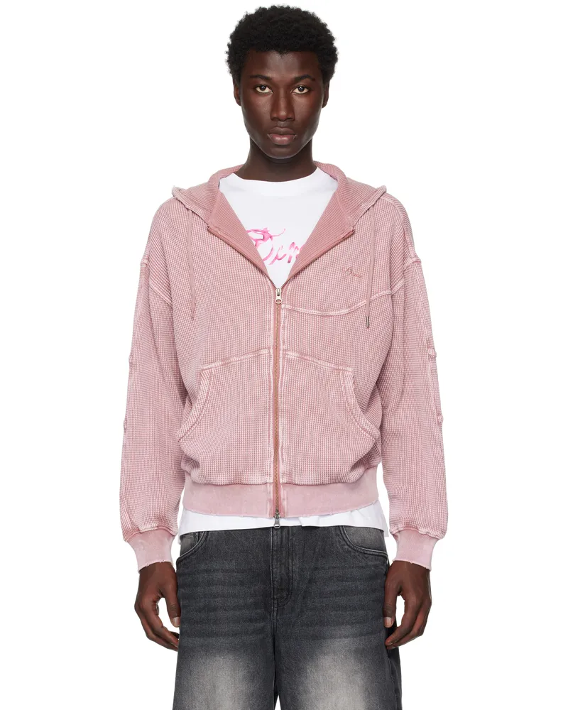 Dime Pink Premium Waffle Zip Hoodie Faded