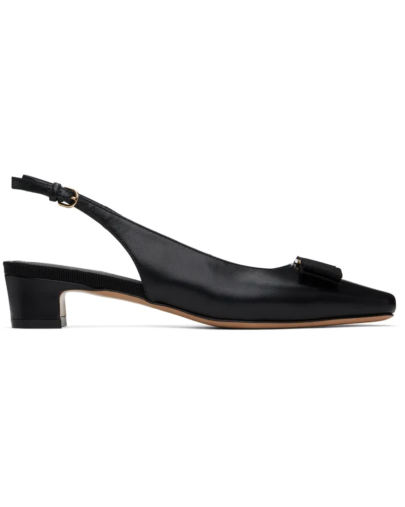 Ferragamo Black Iconic Bow Slingback Heels 003