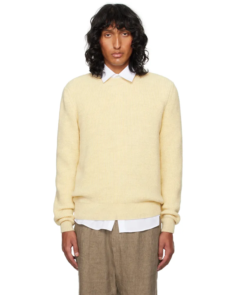 Sunspel Off-White Luxury British Wool Sweater Natural