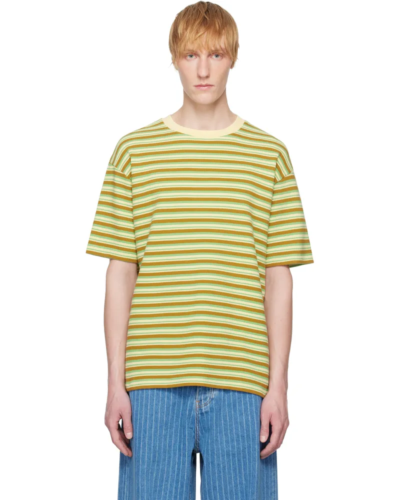 Drôle de Monsieur Green & Yellow 'Le T-Shirt Rayé' T-shirt Mustard