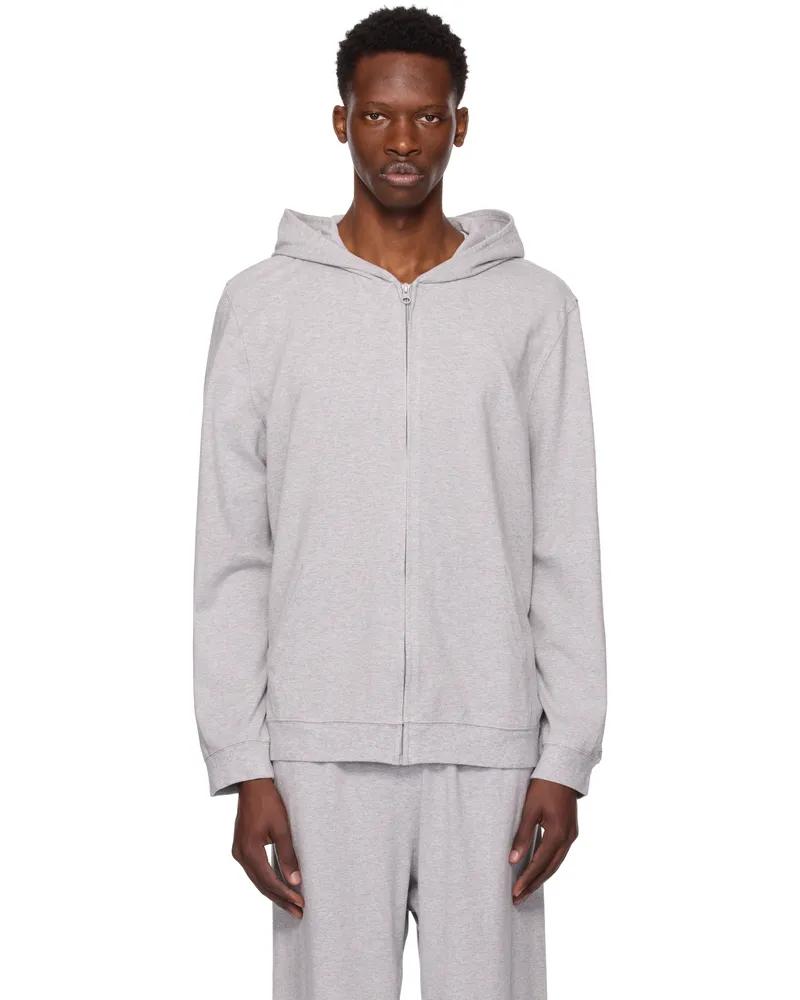 SKIMS Gray Jersey Lounge Zip Up Hoodie Mid