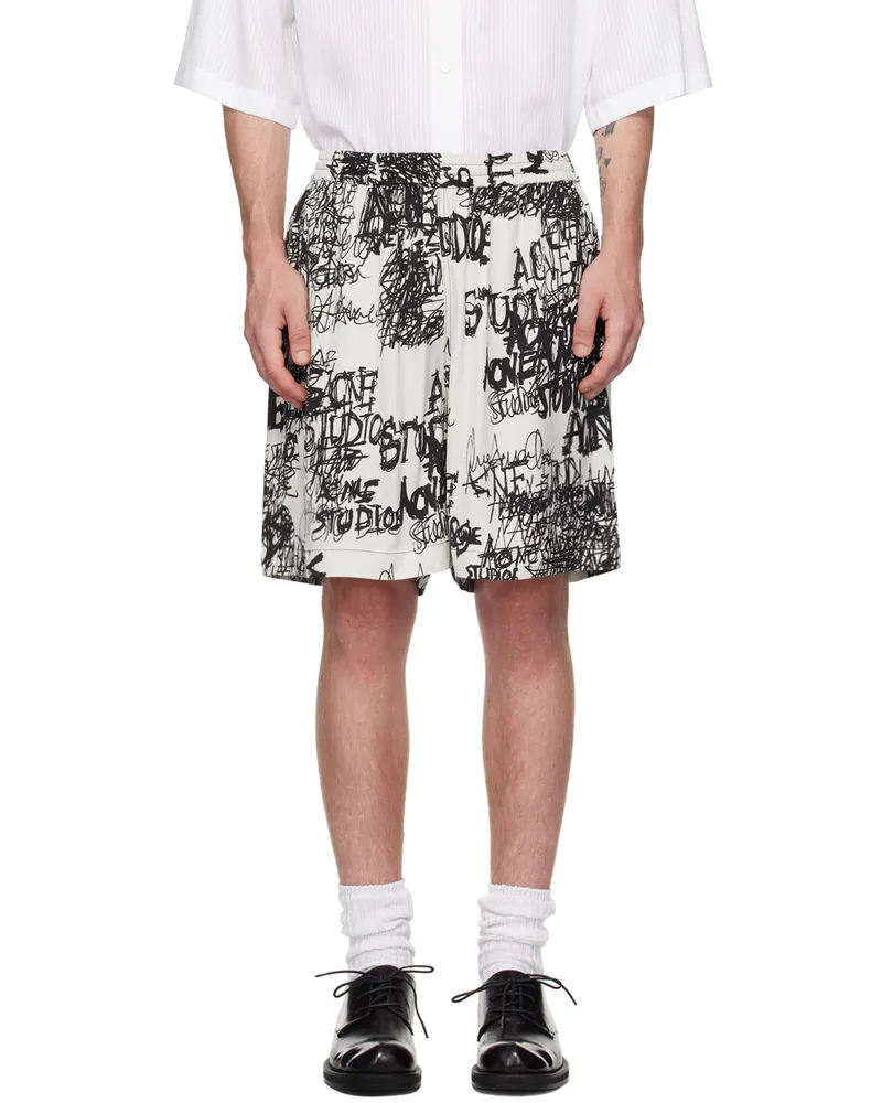 Acne Studios Gray & Black Printed Shorts Dn5