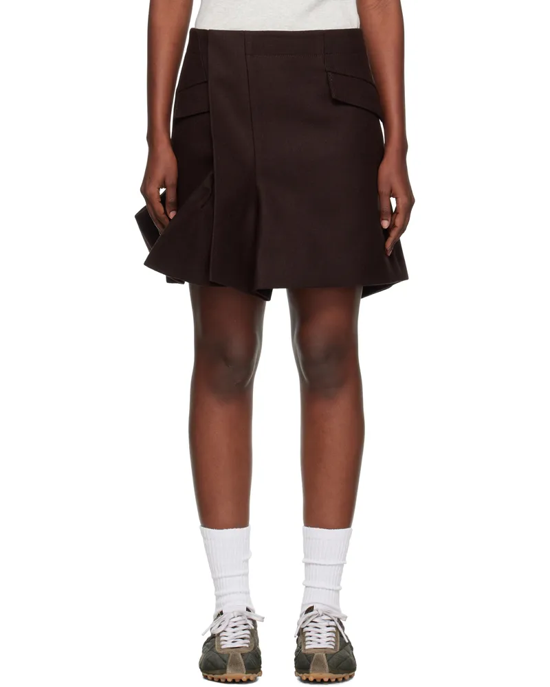 Sacai Brown Wool Melton Miniskirt 601
