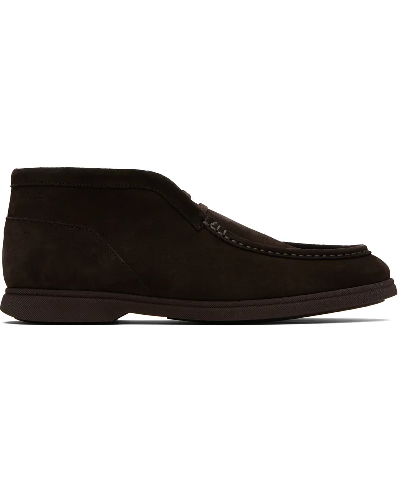 HUGO BOSS Black Stitching Details Suede Desert Boots 203-dark