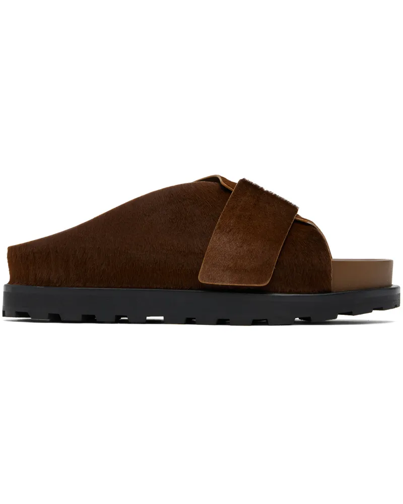 Jil Sander Brown Slip On Slides 224