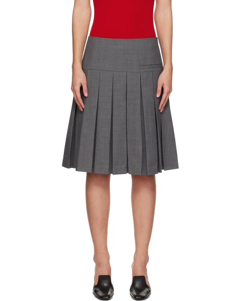 SHUSHU/TONG Gray A-Line Pleated Miniskirt Gr100