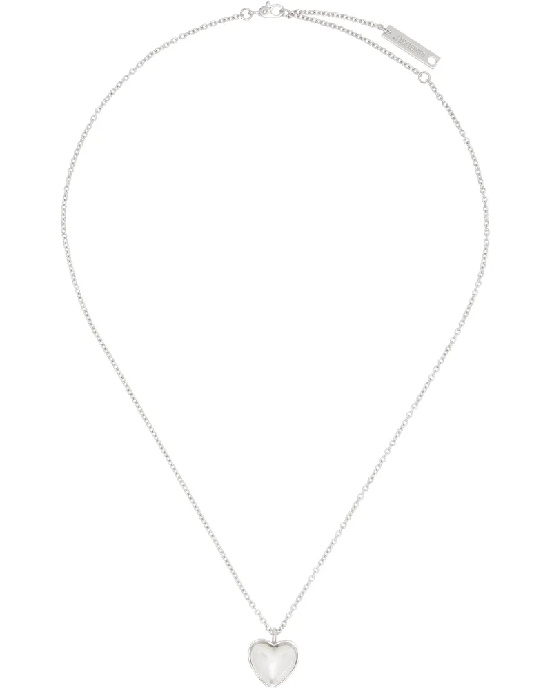 AMBUSH Silver Pearl Heart Charm Necklace 05