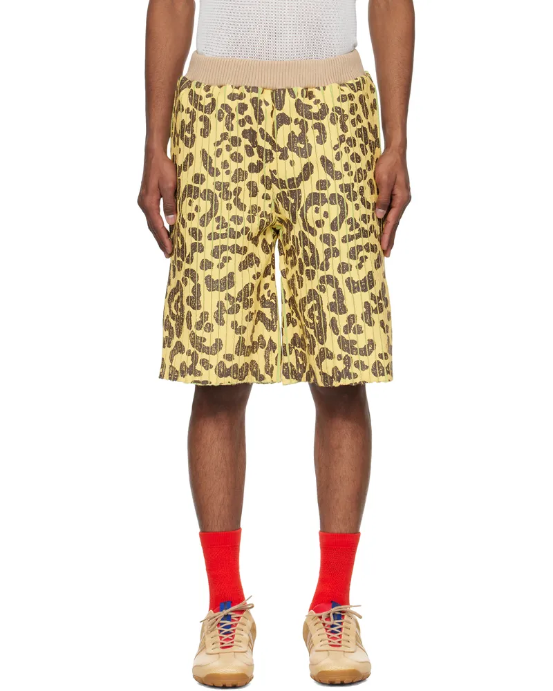 Stanley Raffington Yellow & Green Ribbed Shorts Leopard