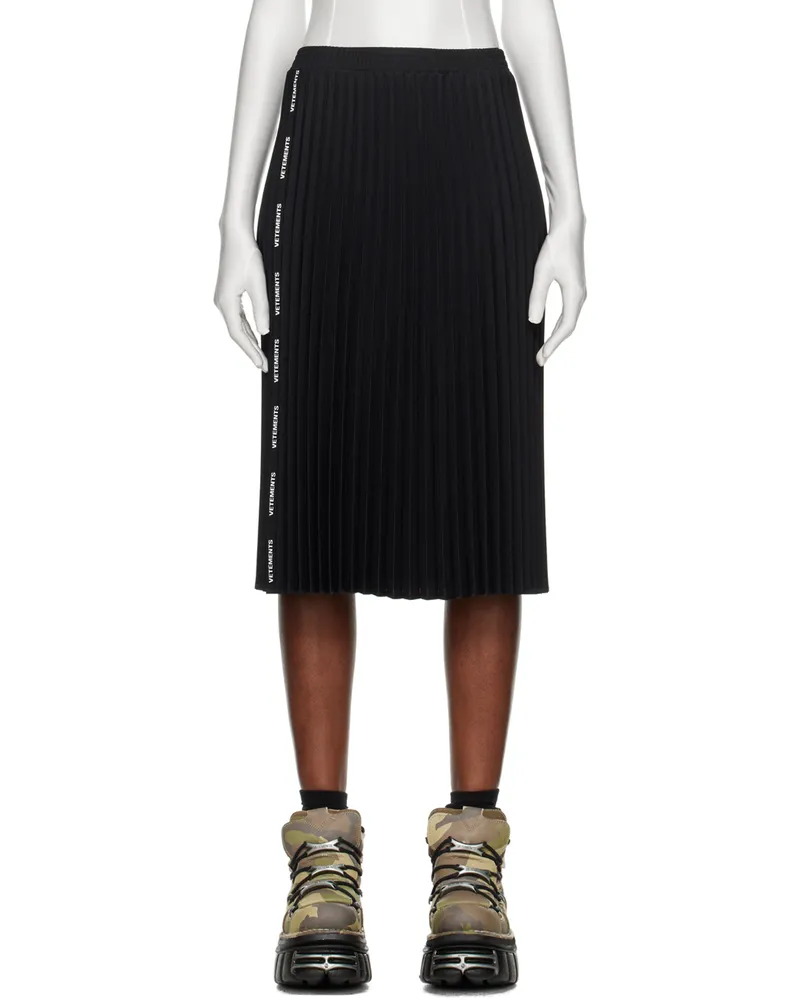 VETEMENTS Black Pleated Midi Skirt Black