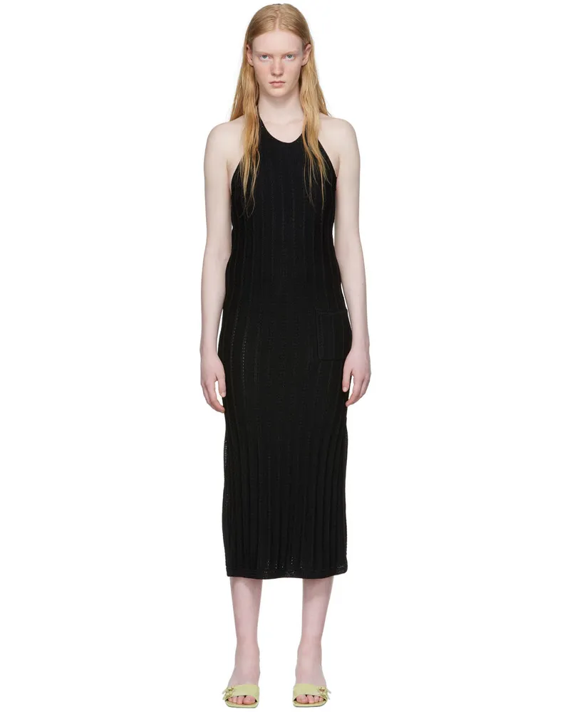 Ganni Black Rayon Midi Dress 099