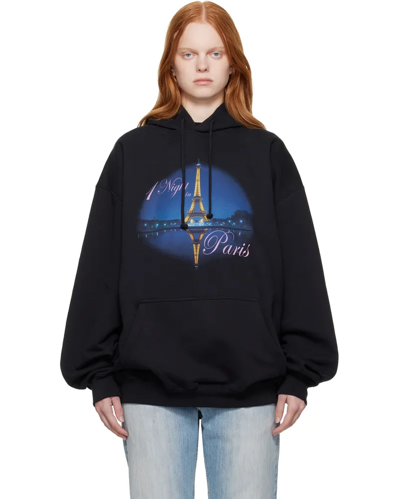 VETEMENTS Black 'Night In Paris' Oversized Hoodie Washed