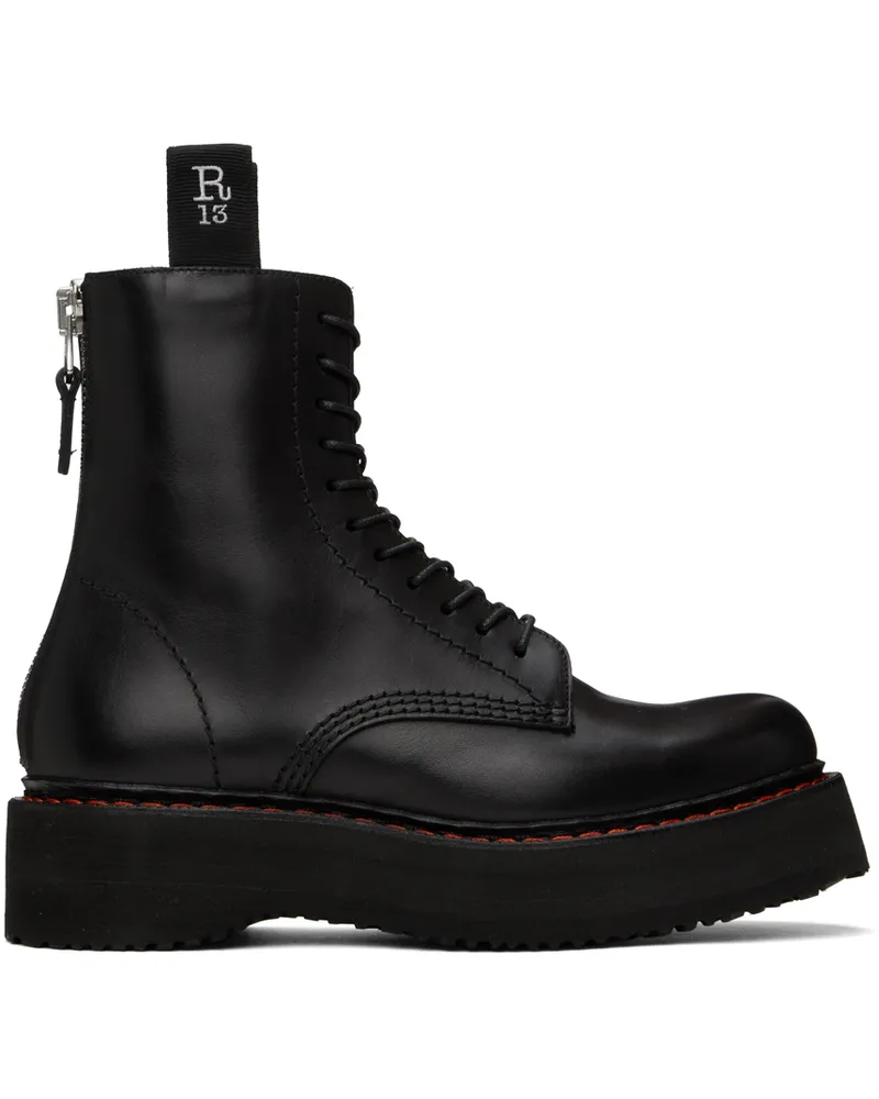 R13 Black Single Stack Boots Black