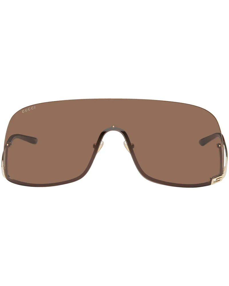 Gucci Gold Mask-Shaped Sunglasses 002