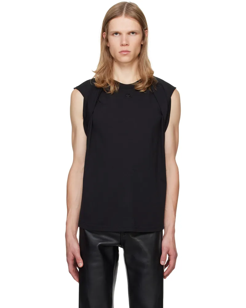 Courrèges Black Draped Tank Top 9999
