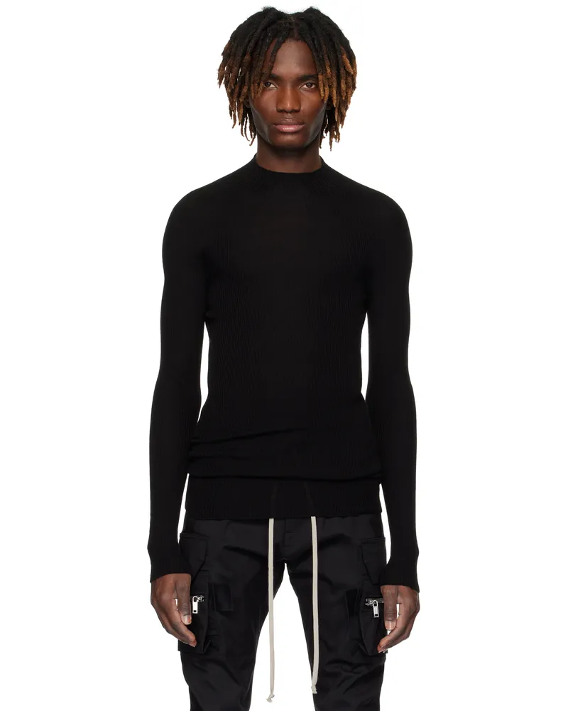Rick Owens Black Hollywood Ribbed Lupetto Sweater 09