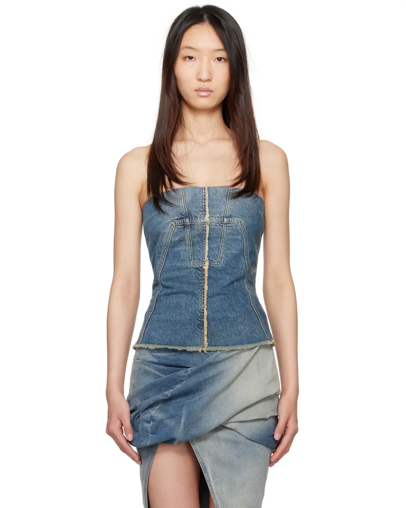 DRKSHDW by Rick Owens Blue Hollywood Bustier Denim Top 06