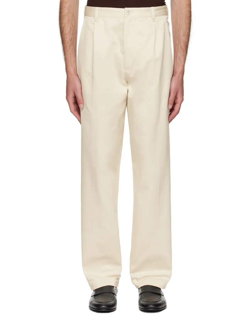 HUGO BOSS Off-White Relaxed-Fit Cropped Trousers 131-open